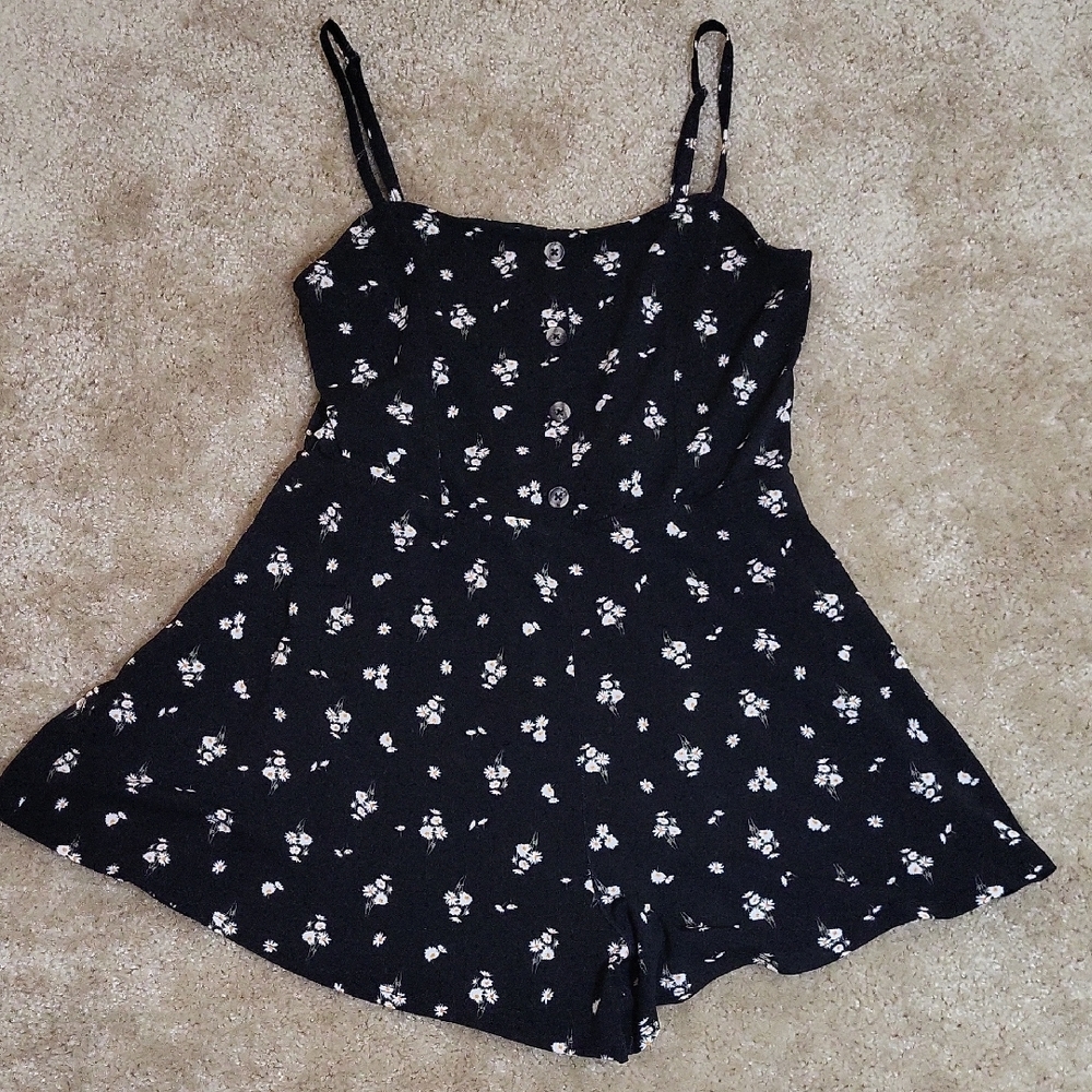Floral Black Women's Romper